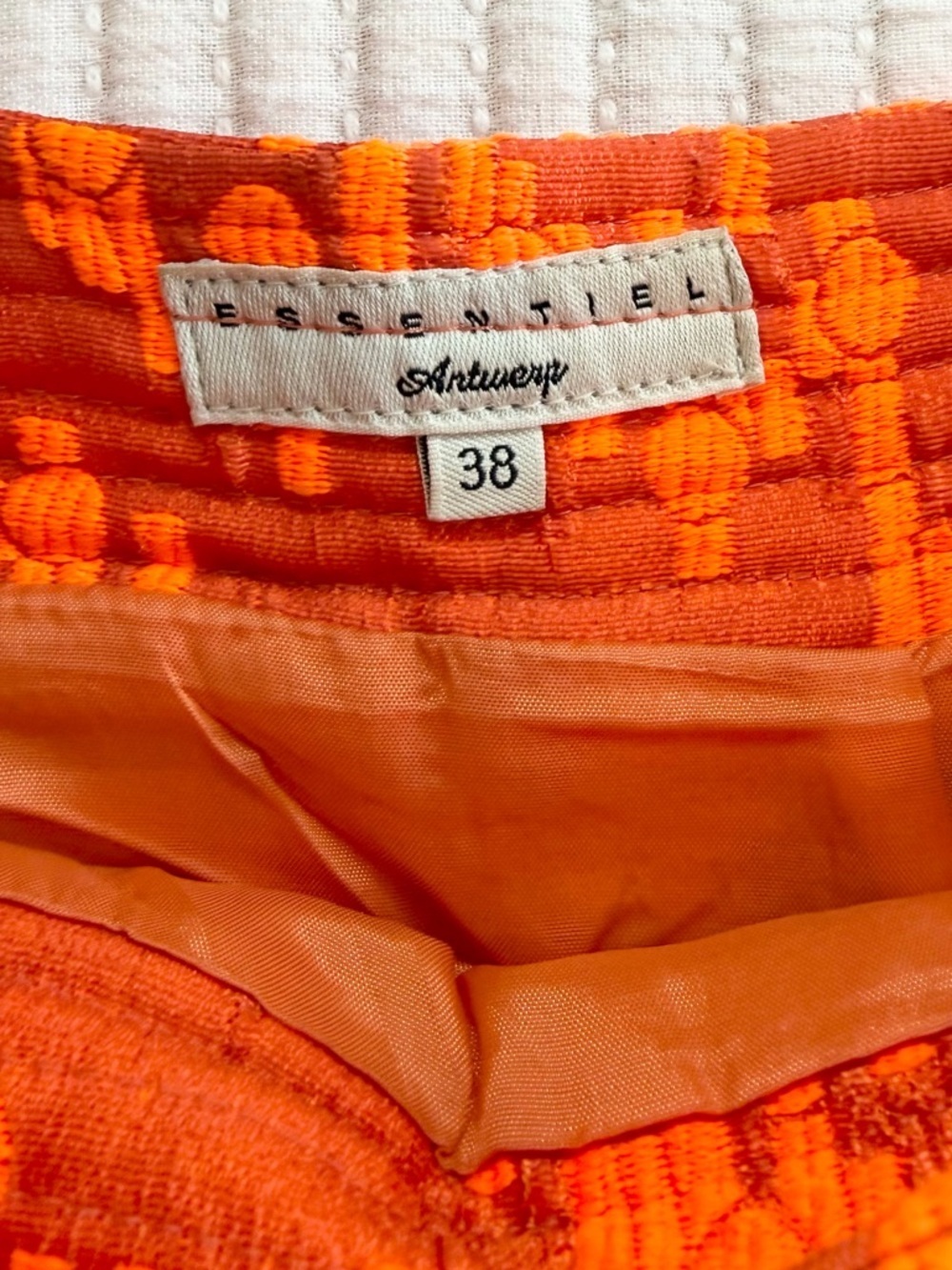 Essentiel Antwerp Full A-Line Orange Jacquard Maximalism Designer Skirt - Picture 3 of 10